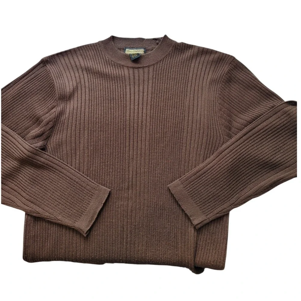 Vtg Henri Valdise Sweater Mens M Brown Ribbed Knit Vintage Crew Neck Long Sleeve
